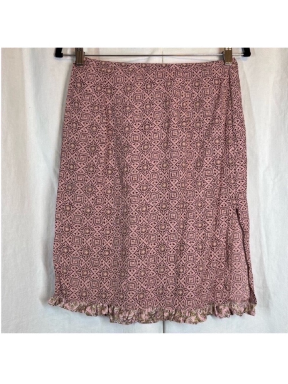Uncivilized 90s Y2K geometric mosaic print ruffle hem skirt romantic coquette